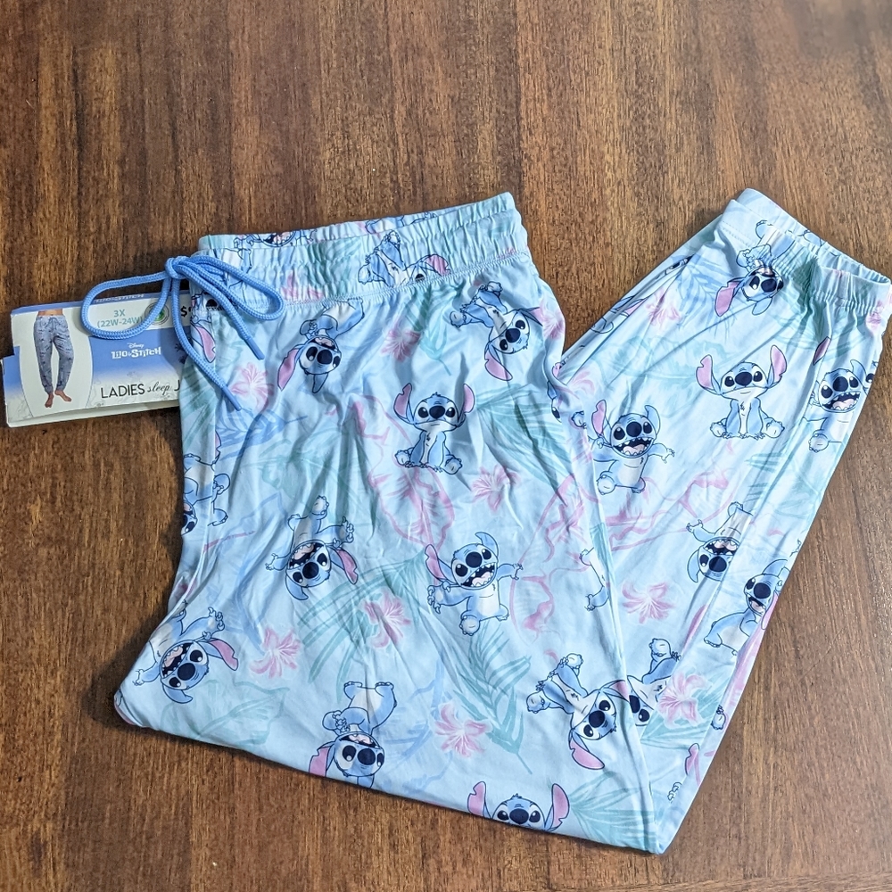 NEW Disney Stitch Women's Plus Size Pajama Pants, Size 3XL, Ladies Sleep Joggers